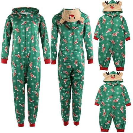 

Zukuco Family Christmas Pajamas Matching Long Sleeve Reindeer Printed Hoodie Sleepwear PJs for Women Men Kids Baby Couples