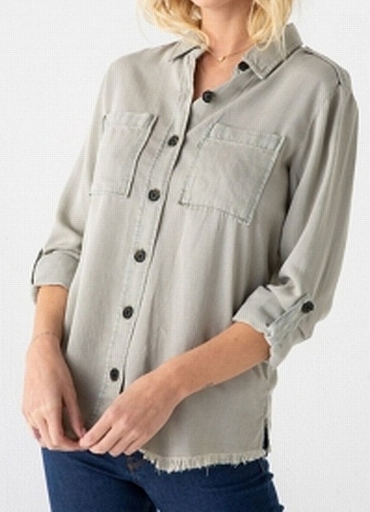 Womens Shirt Large Double Pocket Button 