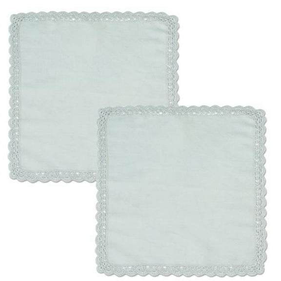 Heritage Lace NP-1414A-S 14 x 14 in. Newport Doilies, Aqua - Set of 2