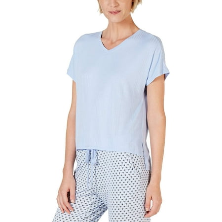 

Alfani Women s Ribbed Knit Short Sleeve Pajama Top Light Blue XL