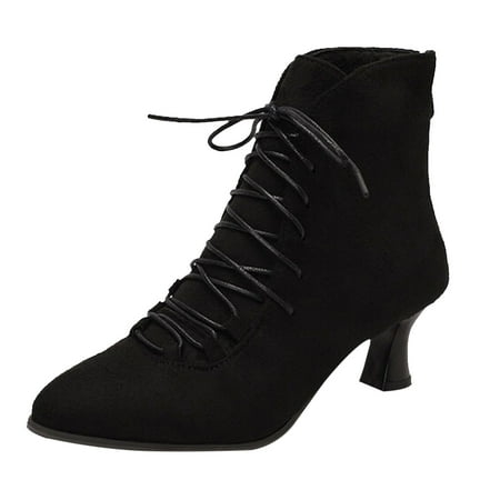 GHSOHS Cowboy Boots for Women Over The Knee Boots Mid Calf Boots for Women Buckle Strap Ankle Booties Pointed Toe Zipper Heels Dress Jeans Boots Lace Up Boots Work Party Shoes Western Boots Size 40