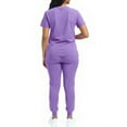 thumbnail image 3 of Fabrcox Scrub Sets for Woman Short Sleeve Nurse Tops Long Jogger Pants with Pockets Casual Soft Medical Nursing Uniforms Set Light Purple M, 3 of 3