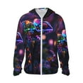 thumbnail image 2 of Uemuo Glowing Chameleon Fantasy Art Pattern Women's Full Zip UPF 50+ Sun Protection Hoodie Jacket Long Sleeve Sun Shirt Hiking Outdoor Performance with Pockets-Large, 2 of 9