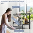 thumbnail image 6 of Resenkos 2 Tier Adjustable Over Sink Dish Drying Rack with 8 Hooks, Over Sink Dish Drying Rack for Kitchen Counter Organizer Storage Space Saver, 6 of 10