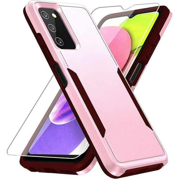 REQO for Samsung Galaxy A03S Case, Galaxy A03S Case with Screen Protector [Military Grade Drop Tested] Heavy-Duty Tough Rugged Shockproof Protective Case for Samsung A03S, Pink