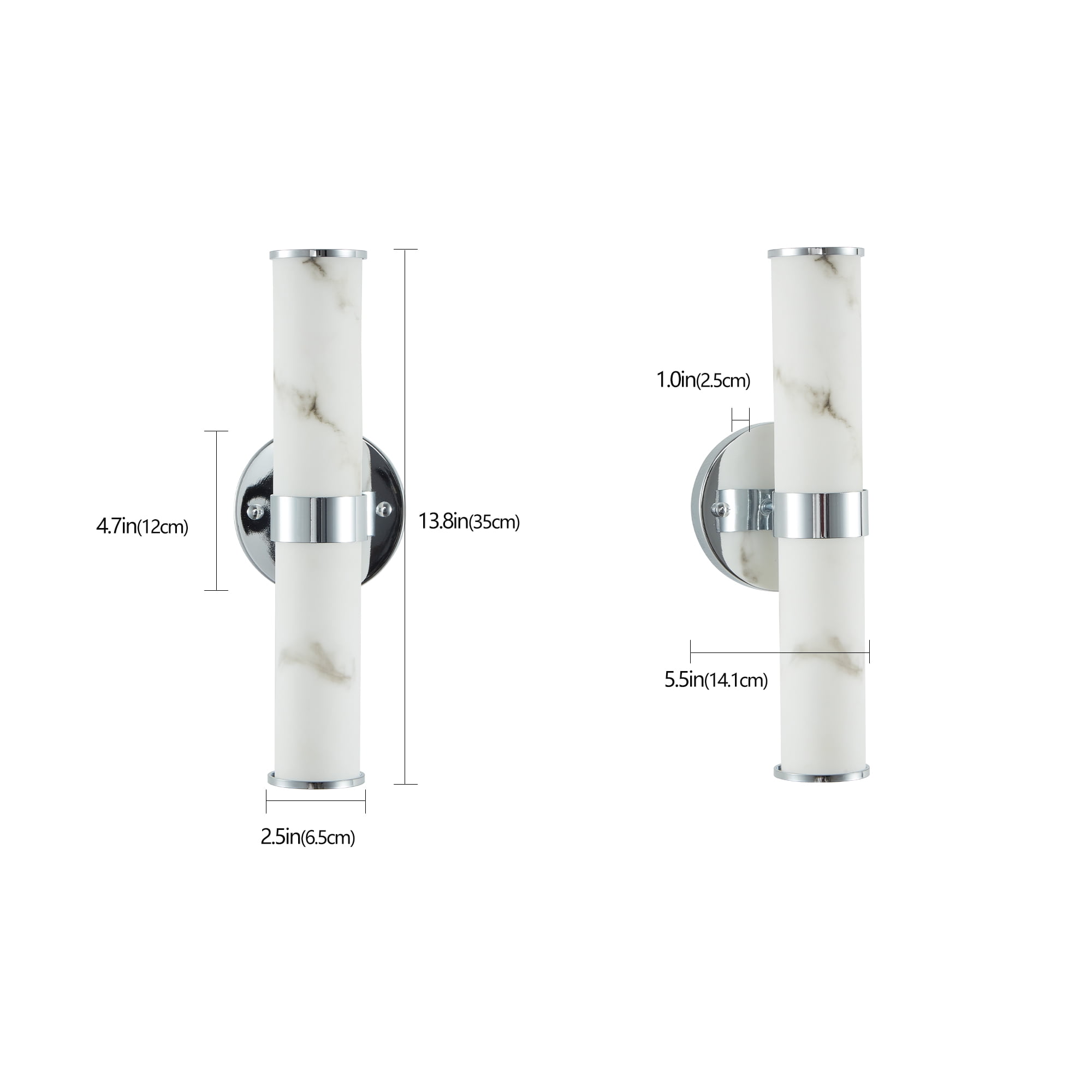 Efdelf Modern Energy Efficient LED Chrome Wall Sconces 2 Count