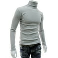 thumbnail image 2 of Yirtree Premium Cotton Blend Interlock Turtleneck Men T-Shirt Pullover Sweater Solid Color Stretchy Knitted Shirt for Autumn Winter, 2 of 8