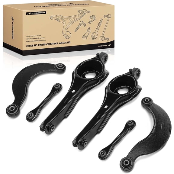 A-Premium Set of 6 Rear Upper & Lower Control Arm with Trailing Arm Compatible with Ford Focus 2000-2011 & Volvo C30 2007-2013 S40 2004-2011 V50 2005-2011