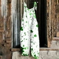 thumbnail image 2 of Hueook St. Patrick's Straight Leg Yoga Pants for Women Pants Ladies' Printed Sleeveless Casual Overalls Jumpsuit Jumpsuit Pants Green 4X, 2 of 5