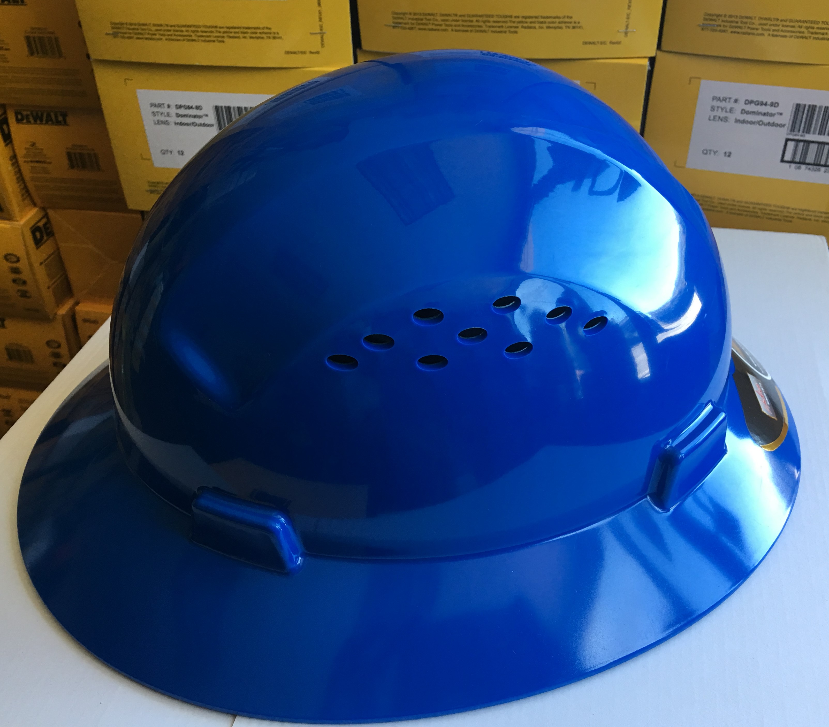 HDPE Blue Full Brim Hard Hat with Fastrac Suspension