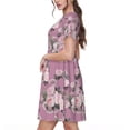 thumbnail image 2 of Balery Rose Flowers Pattern Womens Dresses Loose Short sleeve Sundresses Swimsuit Coverup 2025 Summer Casual Dress for Women - A-Line Swing Dress, 2 of 6