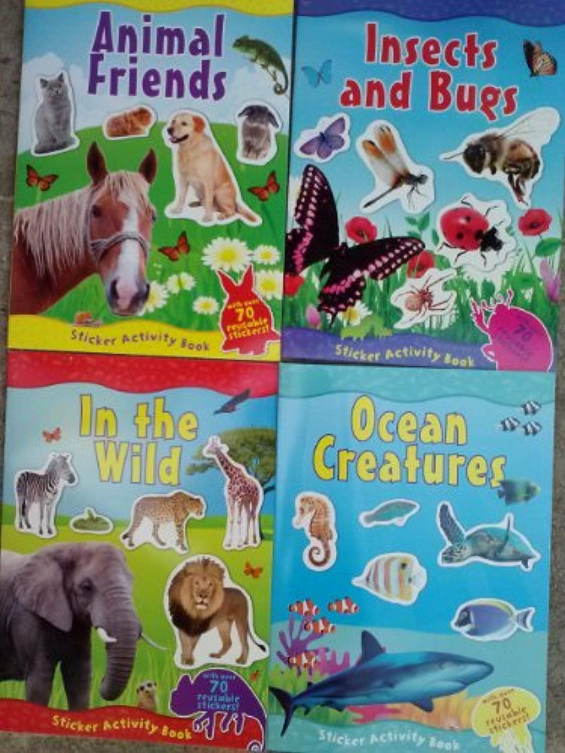 Insects and Bugs/ In the Wild/ Ocean Creatures activity books >70 stickers 