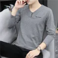 thumbnail image 5 of Camiseta lisa de corte entallado para hombre, sudaderas unicolor, cuello en V, jerseys para hombre, camisetas ajustadas de talla grande, ropa de calle Y2k, tendencias de moda 2024, 5 of 5