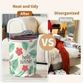 thumbnail image 6 of Summer Red Flower Floral Print Storage Basket, Foldable and Handle with Extra Large Capacity for Portable Storage, Suitable for Bedroom Bathroom, Toys and Dirty Clothes Storage, Bookshelf Basket, 6 of 7
