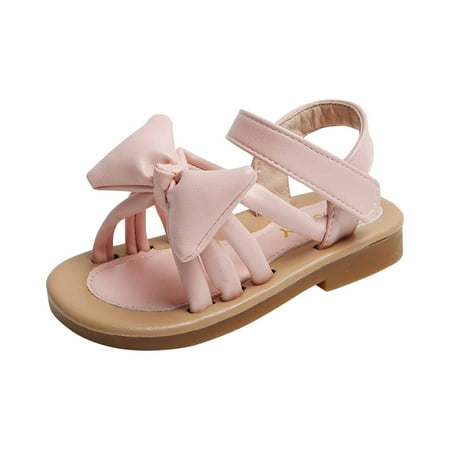 

Saving Clearance! Kukoosong Toddler Sandals Summer Baby Girls Sandals New Fashion Slip Beach Shoes Big Korean Bow Sandals Pink 5-6 Years
