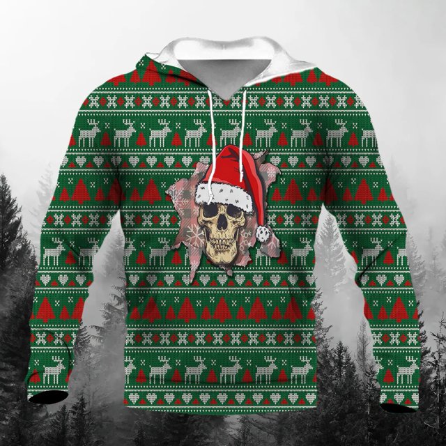 Sudaderas con capucha festivas de gran tamaño de Papá Noel y ciervo para hombre, ropa con estampado 3D de árbol de Navidad, sudaderas de Stranger Things pip boy, ropa