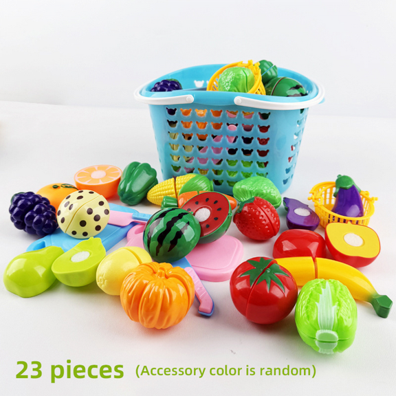 Kids Kitchen Play Food Set Pretend Play Toys, 23Pieces Farmers Market Color Sorting Set for Boys Girls Early Education Toys & Christmas Birthday Gifts(Blue)