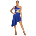 thumbnail image 1 of inhzoy Robe Tunique de Danse Lyrique à une Épaule pour Femmes Bleu L, 1 of 8