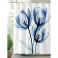 thumbnail image 2 of Fsddascl Blue Flowers Shower Curtain Set - Standard 72" x 72" Washable Bathtub Curtain with 12 Hooks, Botanical Ombre Tulip Floral Minimalistg Waterproof Fabric Stall Shower Curtains for Bathroom, 2 of 6