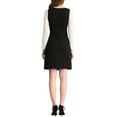thumbnail image 3 of INSPIRE CHIC Women's Square Neck Ruched Front Contrast Panel Long Sleeve Dress XS Black, 3 of 6