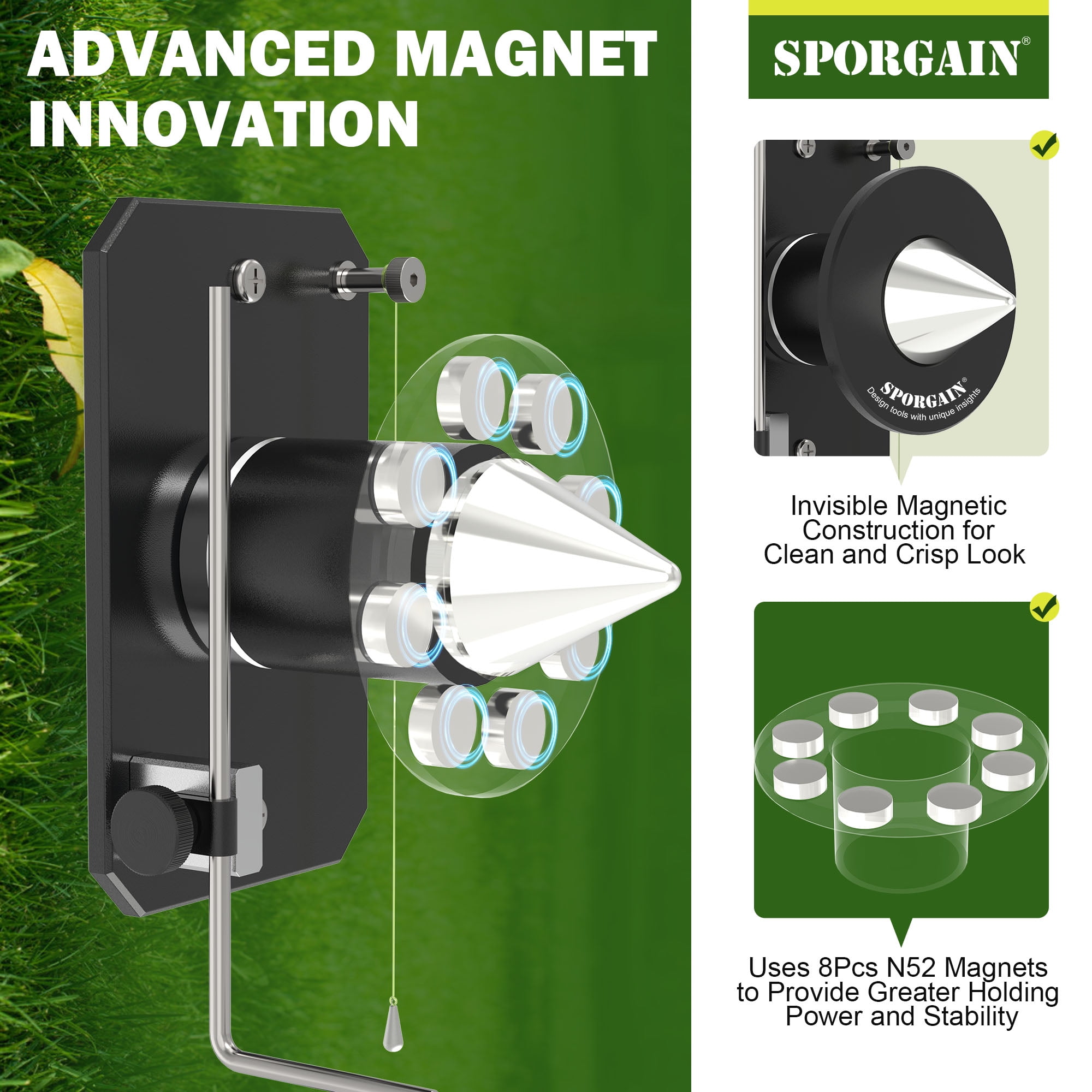 Magnetic High Precision Lawn Mower Blade Balancer - Wall Mounted for Easy Balancing, Durable Black Finish
