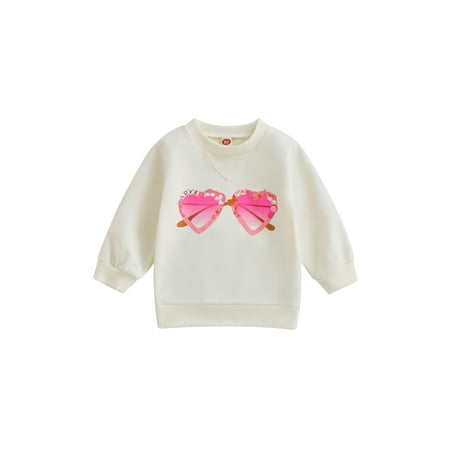 

Meihuida Toddler Baby Valentine’s Day Pullovers Long Sleeve Round Neck Graphic Loose Sweatshirts