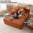 thumbnail image 4 of Oooh life Convertible Sofa Bed, Oversized Indoor Chaise Lounge with Cup Holders, Orange Corduroy Floor Chair, No Assembly, 65 inch Large Lounger, 4 of 6