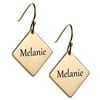 Personalized Women's Sterling Silver or Gold over Silver Square Dangle Earrings