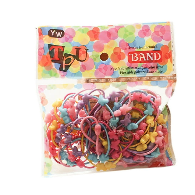 50Pcs Children'S Bottom Cartoon Double Bead Tie Up The Hair Small Rubber Band, Woven Hair Rope