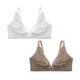 thumbnail image 1 of Duo pack brasier talla extra sin copas color liso blanco y beige escote profundo Carnival mod. 22906 40C, 1 of 3