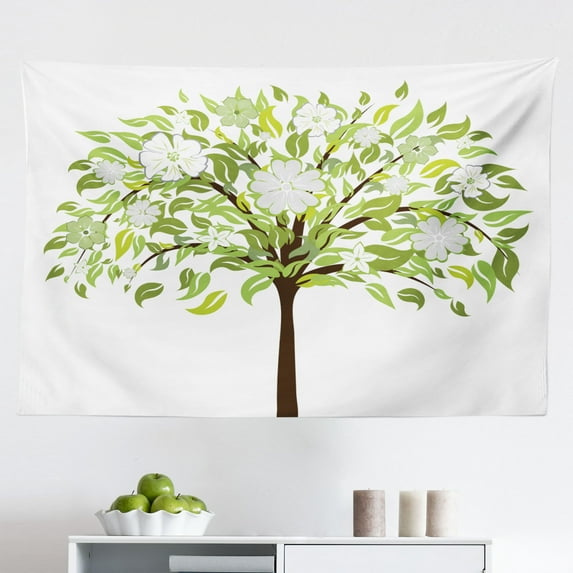 Colorful Tapestry, Abstract Dandelion Flowers with Hearts Inside Floral Cartoon Romantic Art, Fabric Wall Hanging Decor for Bedroom Living Room Dorm, 2 Sizes, Multicolor, by Ambesonne