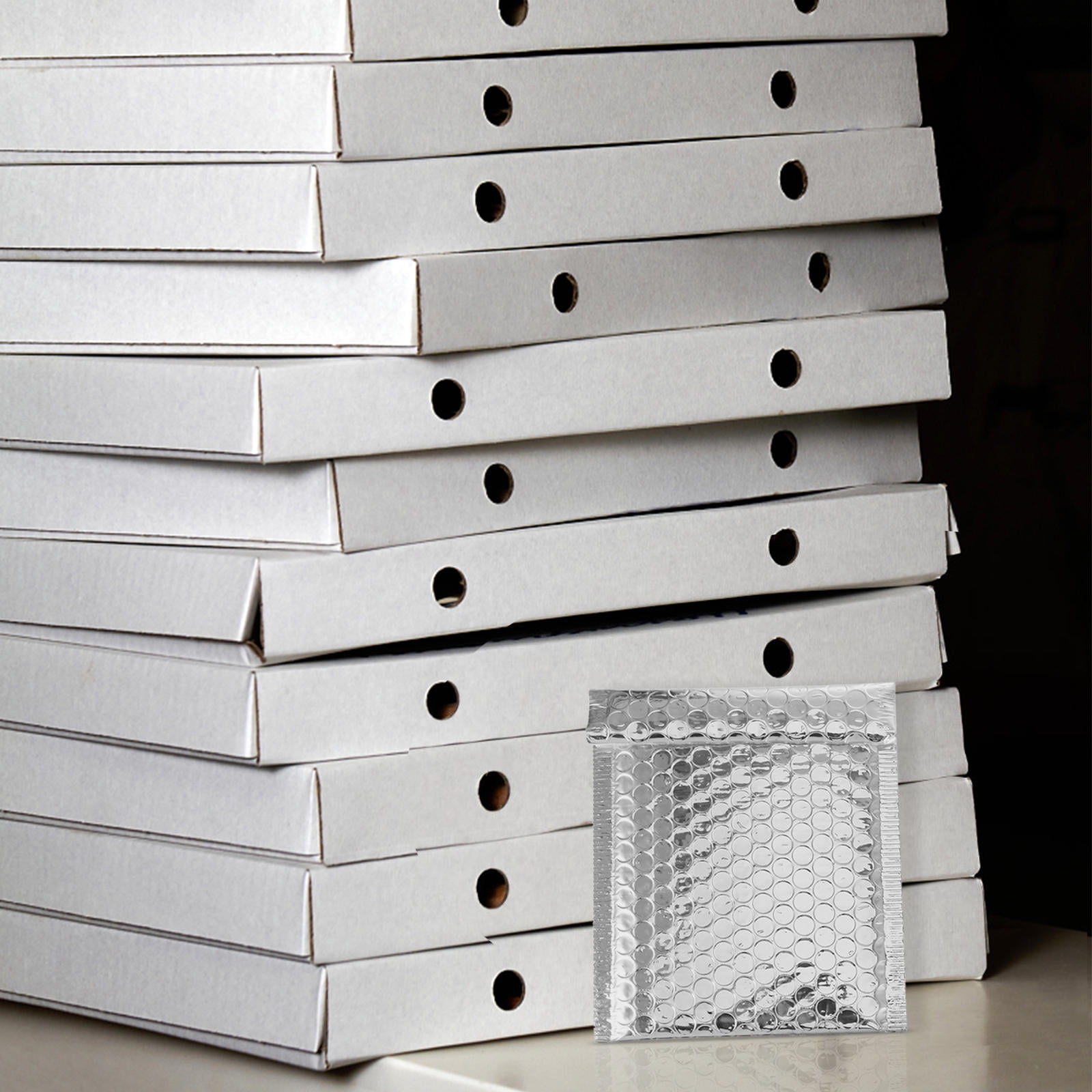 LULULION 100Pcs Self Sealing Bubble Mailers Plated Silver Padded Envelopes for Jewelry Shipping Bags