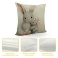 thumbnail image 4 of Shangniulu Rabbit Pillow Cover Cute Animal Hare Mom with Little Easter Bunny with Flower Leaves Throw Pillow Case 18x18 Inch Short Plush Square Cushion Decorative Cover for Sofa Bed, 4 of 5