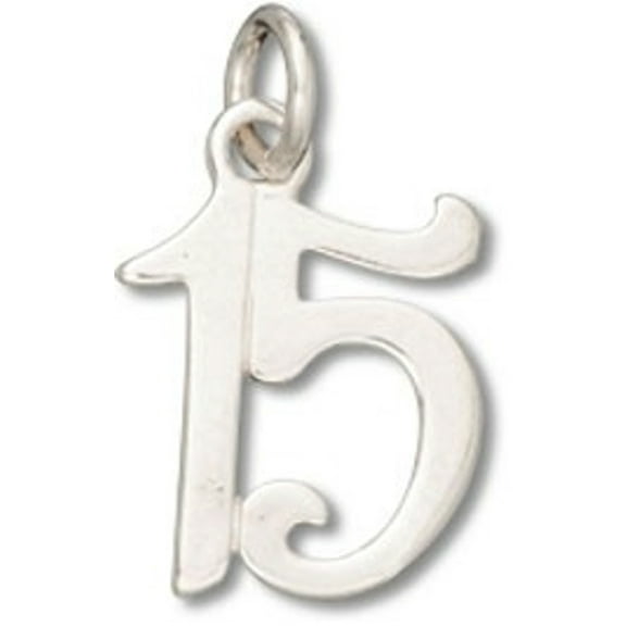 Sterling Silver 16" .8mm Box Chain Number 15 Fifteen Pendant Necklace