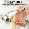 thumbnail image 4 of Zulay Kitchen Premium Garlic Press Set - Rust Proof & Dishwasher Safe Professional Garlic Mincer Tool - Easy-Squeeze, Easy-Clean with Soft, Ergonomic Handle - Silicone Garlic Peeler & Brush (Chrome), 4 of 9