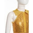 thumbnail image 4 of YONGHS Kids Girls Metallic Shiny Gymnastics Leotard Bell-bottom Full Body Bodysuit Jazz Dance Costume Gold 6, 4 of 7