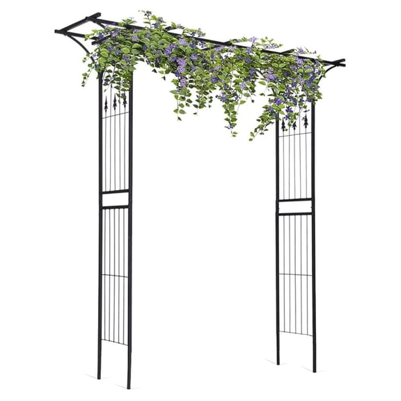 Garden Arch, Heavy Duty Steel Garden Trellis for Climbing Plants Rose Vines, Outdoor Metal Part Ceremony Wedding Arbor Decoration for Lawn Garden Backyard Patio (61’’W x 81’’H)