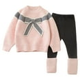 thumbnail image 2 of JIAYUE Child Clothes Sets Girls Knit Sweater Cardigan And Leggings Two Piece Outfit Bow Tie Round Neck Winter For Toddler Baby Suitable For 2 7 Years Old Casual Clothing, 2 of 9