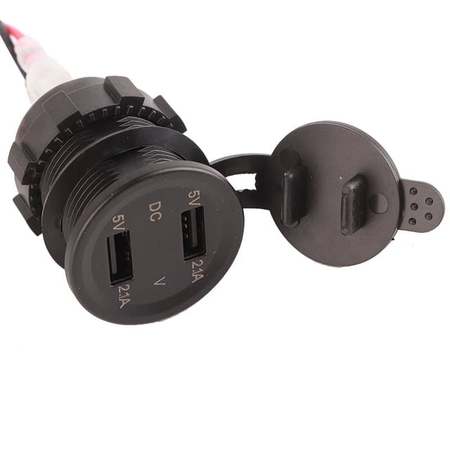 Cargador USB dual para motocicleta, voltímetro digital eléctrico de 12 V, piezas de carga rápida para teléfono, tableta, GPS, rojo Jadeshay A