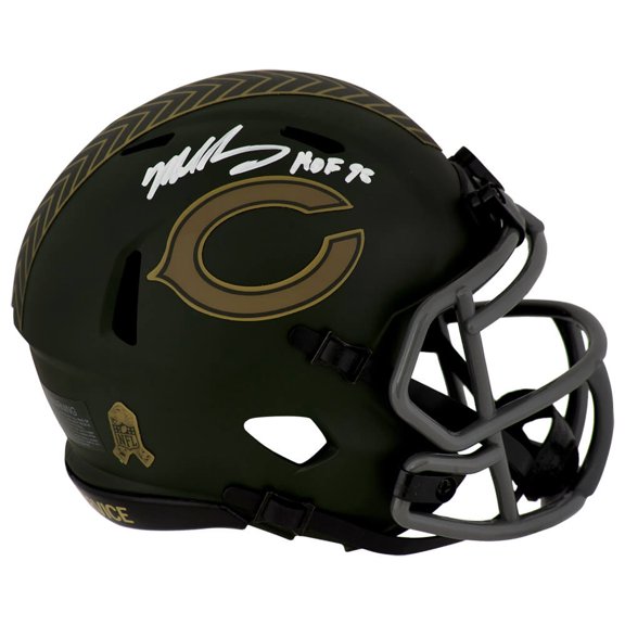 Collectible Mike Singletary Signed Bears 2025 SALUTE Riddell Speed Mini Helmet w/HOF'98 - (In White)