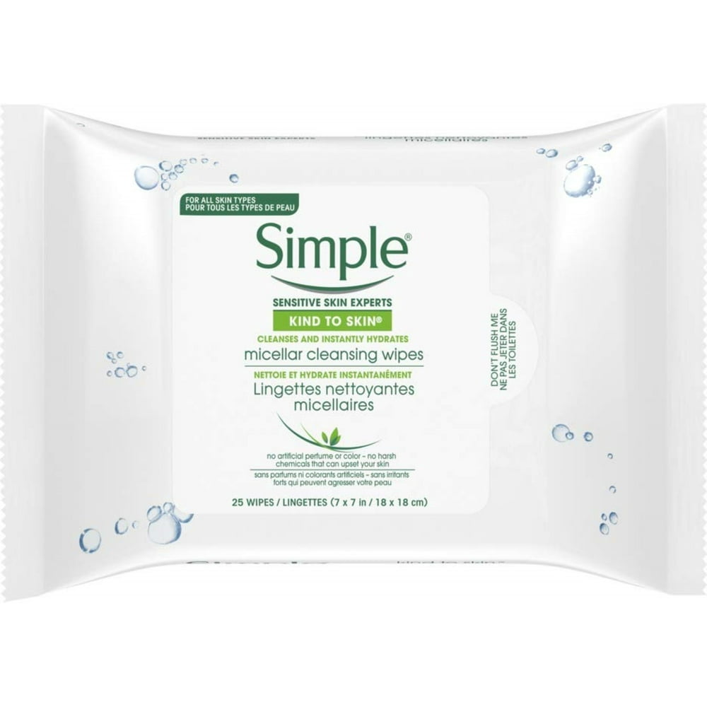 Simple Kind to Skin Micellar Cleansing Wipes 25 ct (Pack of 2