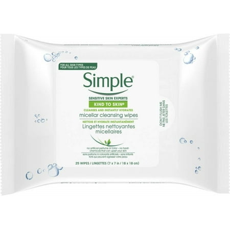 Simple Kind to Skin Micellar Cleansing Wipes 25 ct (Pack of 6)