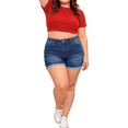 thumbnail image 5 of QERINTE Plus Size Blue Shorts for Women Stretchy High Waisted Denim 14 to 22, 5 of 6