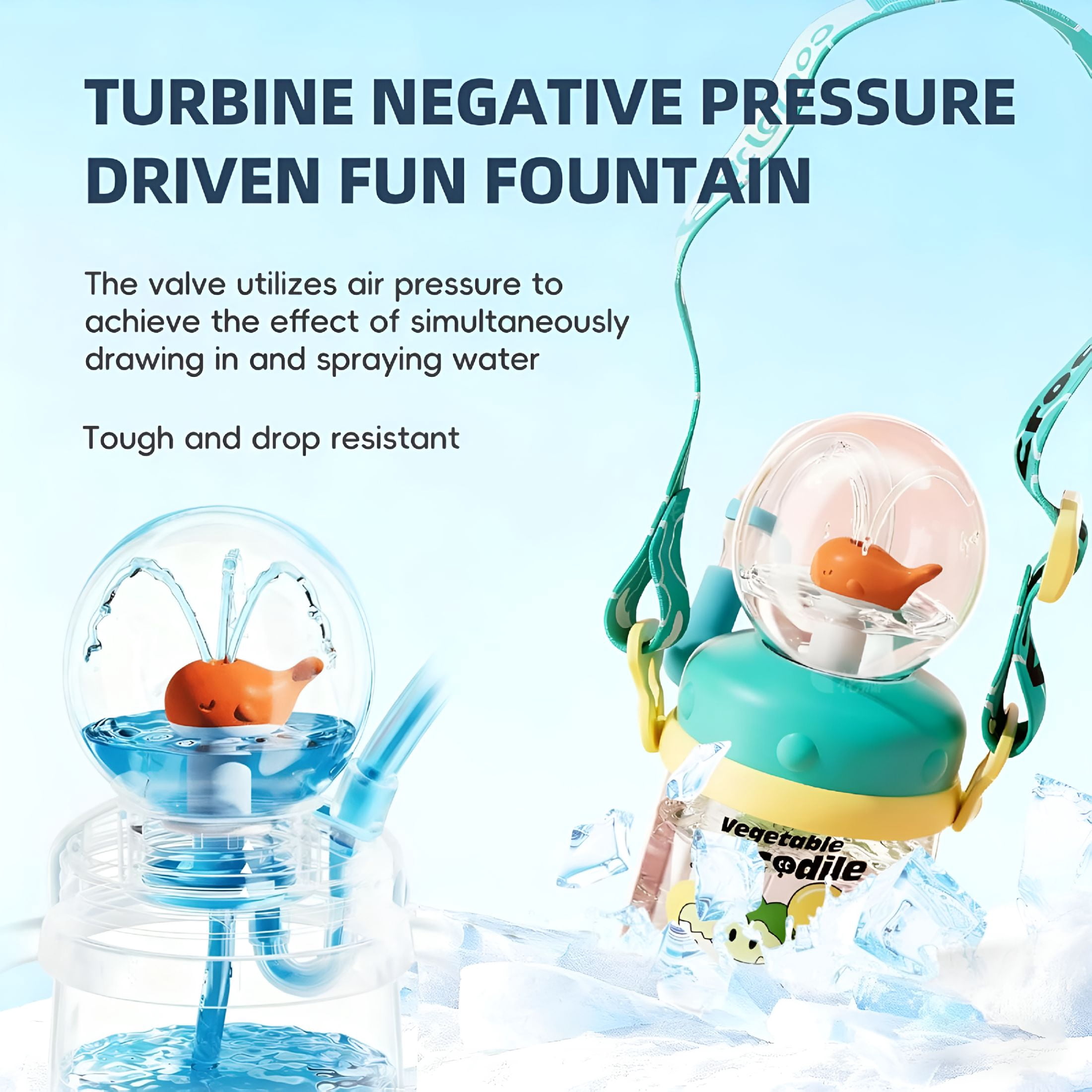 ACDANC 2026 New Fountain Cup for Kids Toddlers: 10Oz/300Ml Spill Proof Toddler Sippy,Straw Cup with Handle&Strap,Bpa-Free Sippy Cups for Toddlers 1-3,Kids Water Bottle(Green)