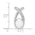 thumbnail image 5 of Auriga Fine Jewelry 925 Sterling Silver CZ and White Opal Chain Slide Pendant for Women (L- 20.4mm, W- 9.3mm), 5 of 6