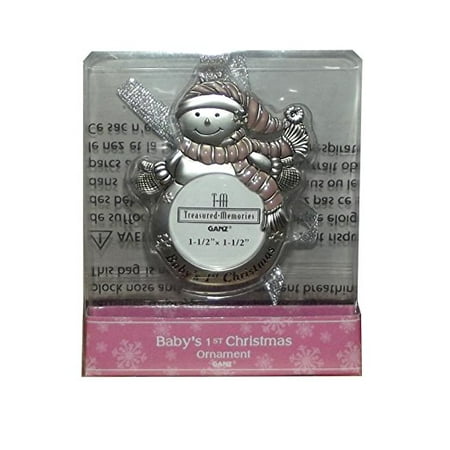 2.5 Inch Snowman Bell Ornament - Treasured Memories Baby's 1st Christmas Snowman Picture Tree Ornament, 3 X 2.5 inches, (Girl)