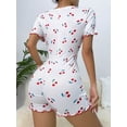 thumbnail image 2 of Women's Cherry Printed Short Sleeve Pyjamas Romper, 2 of 4