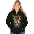 thumbnail image 4 of Stay Wild Tiger Head Rose Tattoo Zip Up Hoodie Men's Women's Brisco Brands S, 4 of 6
