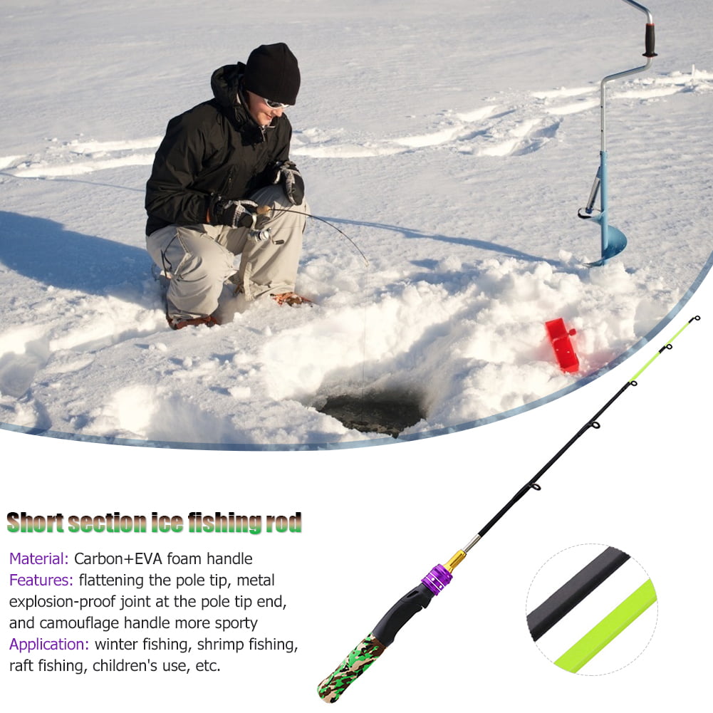 61cm Ice Fishing Rod Carbon Spinning Winter Raft Shrimp Fishing Child Pole 