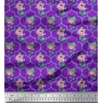 thumbnail image 1 of Soimoi Silk Fabric Quatrefoil Design,Leaves & Rose Floral Print Fabric by Yard 42 Inch Wide, 1 of 1
